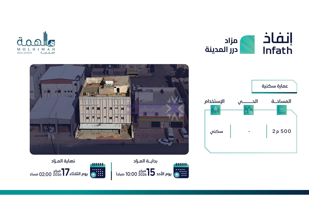 عمارة سكنية في مهد الذهب بمساحة 499 م² في المدينة المنورة