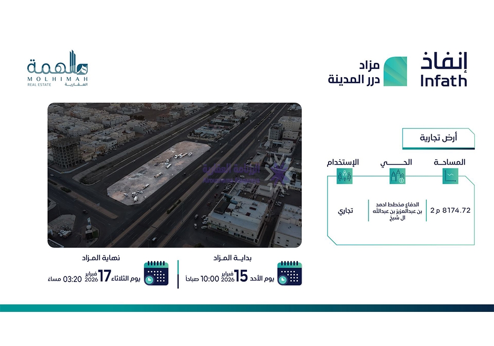 أرض تجارية مخطط أحمد بن عبدالعزيز بن عبدالله الشيخ بمساحة 8174.72 م² في المدينة المنورة